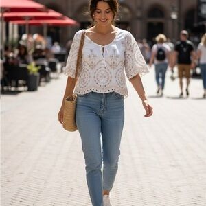 Women's Short Sleeve Cotton Blouse